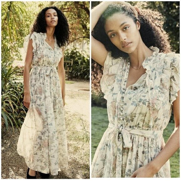 💕DOEN💕 Carnation Dress ~ Salt Summer Floral Print  XS NWOT *Missing Waist Tie" - Picture 1 of 16